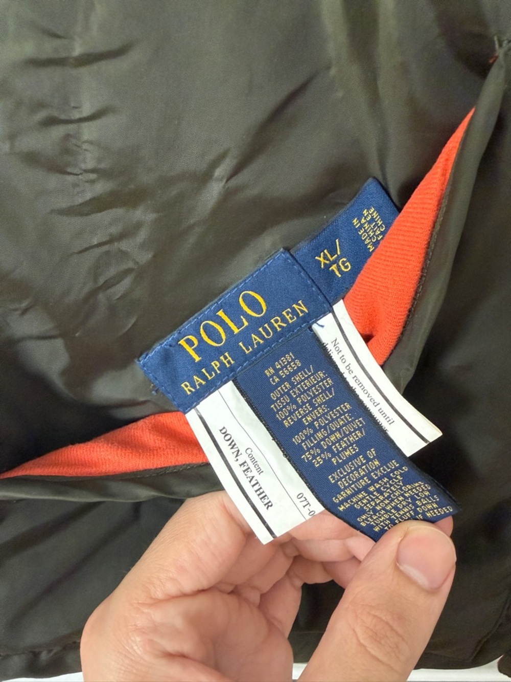 Polo Ralph Lauren Reversible Down Puffer Vest Olive Orange XL - Picture 3 of 6